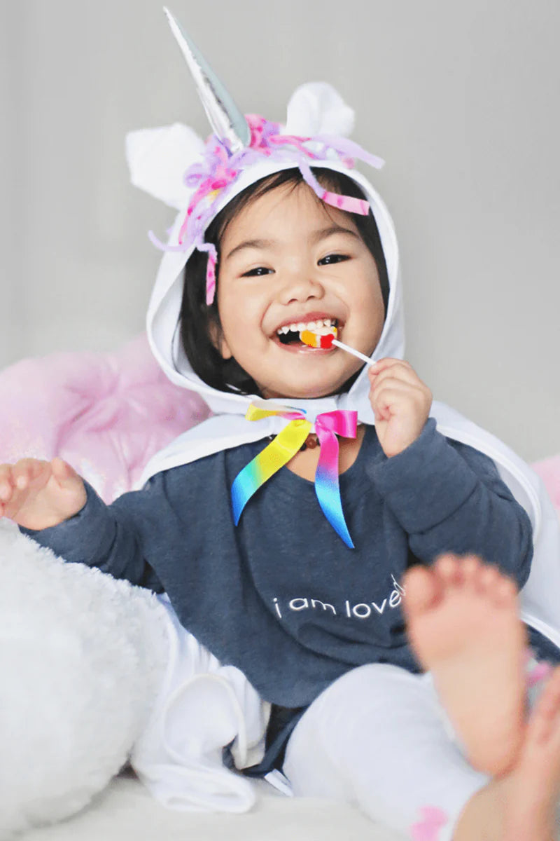 White Unicorn Toddler Cape 2-3T