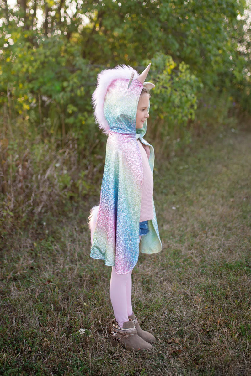 Rainbow Reversible Unicorn Dragon Cape 5-6