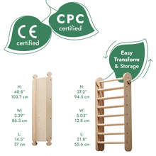Load image into Gallery viewer, 6in1 Wooden Swedish Wall / Climbing ladder for Children + Swing Set + Slide Board