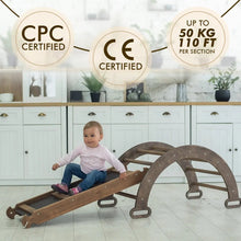 Load image into Gallery viewer, 3in1 Montessori Climbing Set: Climbing Arch + Slide Board + Cushion – Chocolate