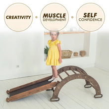 Load image into Gallery viewer, 3in1 Montessori Climbing Set: Climbing Arch + Slide Board + Cushion – Chocolate