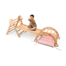 Load image into Gallery viewer, 4in1 Montessori Climbing Set: Pikler Triangle, Arch, Slide Board, and Cushion for Toddlers (1–3 Years)