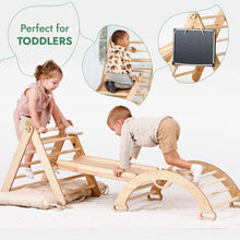 Load image into Gallery viewer, 4in1 Montessori Climbing Set: Triangle Ladder + Climbing Arch + Slide Board + Cushion (1-3 y.o)