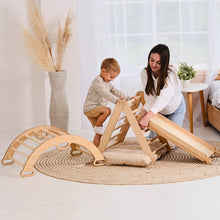 Load image into Gallery viewer, 4in1 Montessori Climbing Set: Triangle Ladder + Climbing Arch + Slide Board + Cushion (1-3 y.o)