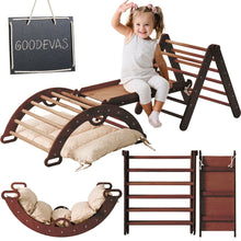 Load image into Gallery viewer, 4in1 Montessori Climbing Set: Triangle Ladder + Climbing Arch + Slide Board + Cushion (1-3 y.o)