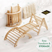 Load image into Gallery viewer, 4in1 Montessori Climbing Set: Triangle Ladder + Climbing Arch + Slide Board + Cushion (1-3 y.o)