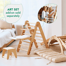 Load image into Gallery viewer, 4in1 Montessori Climbing Set: Triangle Ladder + Climbing Arch + Slide Board + Net – Beige