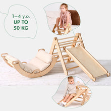 Load image into Gallery viewer, 4in1 Montessori Climbing Set: Triangle Ladder + Climbing Arch + Slide Board + Cushion (1-3 y.o)