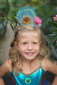 Pretty Peacock Dress & Headband Size 5-6
