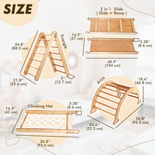 Load image into Gallery viewer, 5in1 Montessori Climbing Set: Triangle Ladder + Climbing Arch + Slide Board + Climbing Net + Art Addition