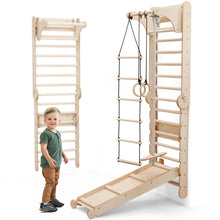 Load image into Gallery viewer, 6in1 Wooden Swedish Wall / Climbing ladder for Children + Swing Set + Slide Board
