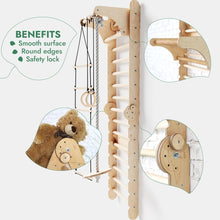 Load image into Gallery viewer, 6in1 Wooden Swedish Wall / Climbing ladder for Children + Swing Set + Slide Board