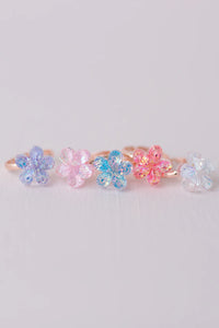 Boutique Shimmer Flower Rings 5pc