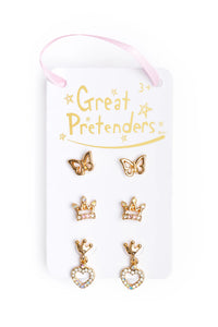 Boutique Royal Crown Studded Earrings 3 Pair