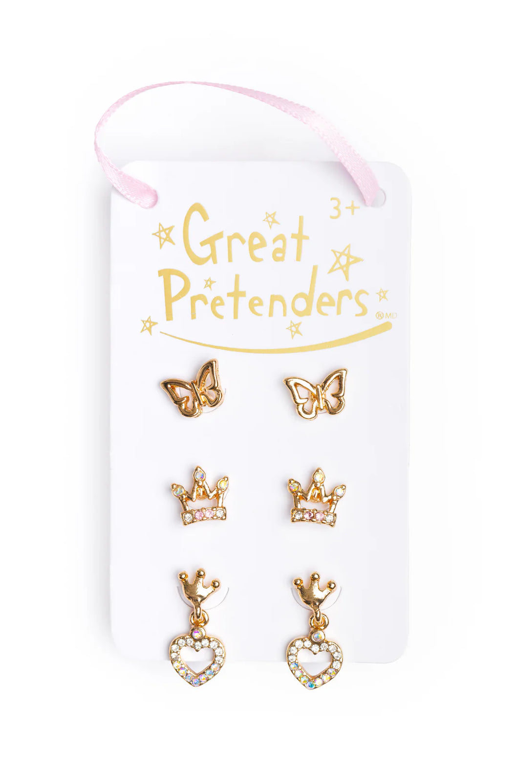 Boutique Royal Crown Studded Earrings 3 Pair