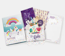 Load image into Gallery viewer, Unicorn Rainbow Vanilla Cake Card