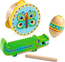 Load image into Gallery viewer, Set of 3 Instruments: Tambourine, Maracas, Guiro