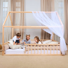 Load image into Gallery viewer, Twin Size Montessori House Bed for Kids with Fence