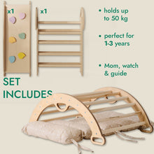 Load image into Gallery viewer, 4in1 Montessori Climbing Set: Pikler Triangle, Arch, Slide Board, and Cushion for Toddlers (1–3 Years)