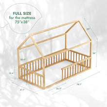 Load image into Gallery viewer, Twin Size Montessori House Bed for Kids with Fence