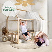 Load image into Gallery viewer, Twin Size Montessori House Bed for Kids with Fence