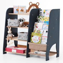 Load image into Gallery viewer, Wooden Montessori Shelves for Toddler 2in1: Bookshelf &amp; Toy Shelving