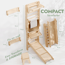 Load image into Gallery viewer, Wooden Swedish Wall / Climbing ladder for Children + Swing Set + Slide Board + Art Add-on